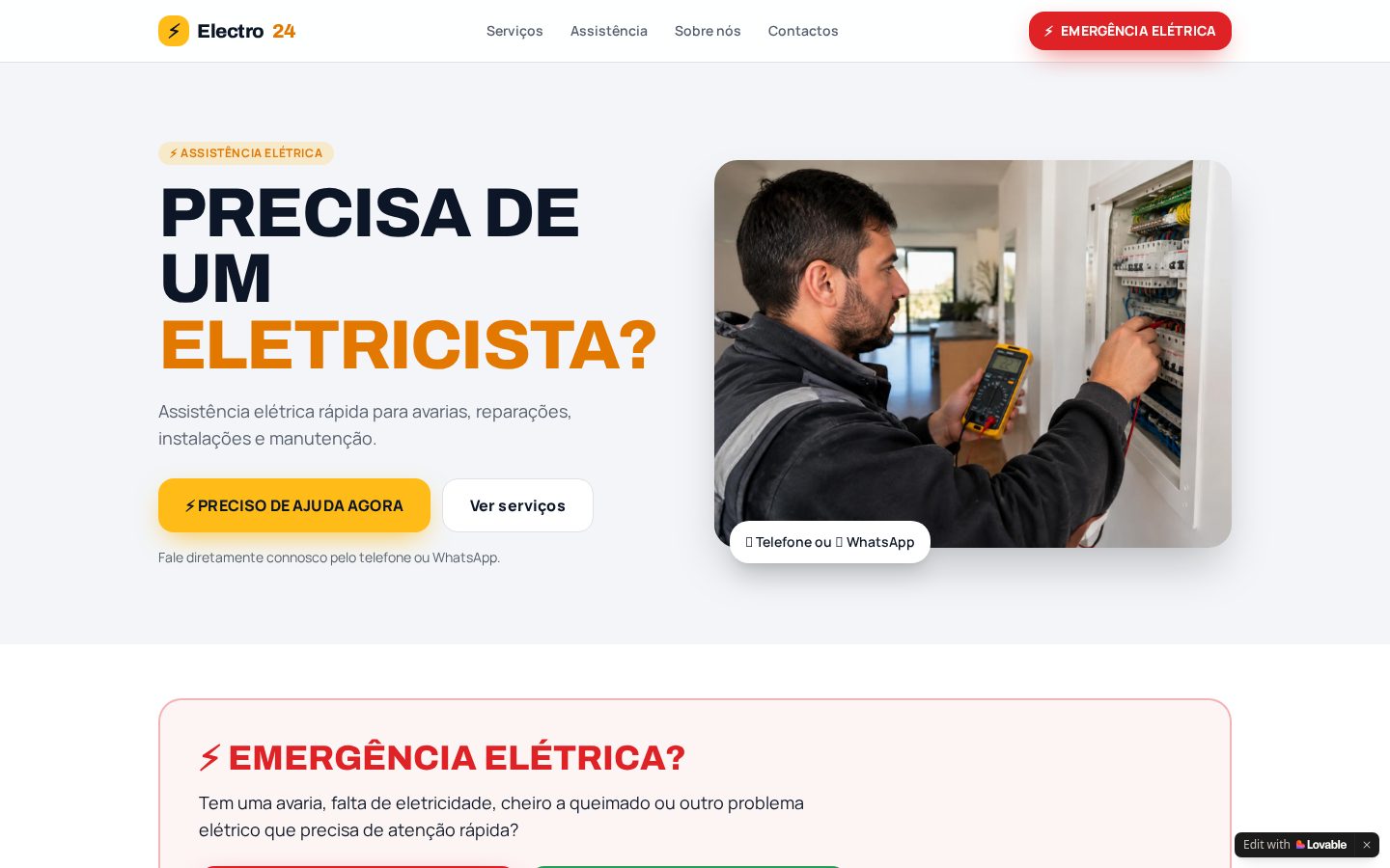 Página inicial do website Electro24 em computador