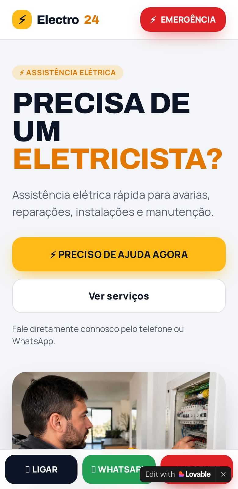 Website Electro24 em telemóvel